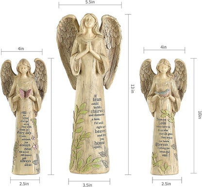 Topadorn Angel Statue Decoration for Garden, Lawn, Home & Patio, Standing Angel Memorial Resin Figurine Ornament, Waterproof Angel Antique Sculpture Stone, 13''H
