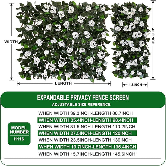 Expandable Fence Privacy Screen for Balcony Patio Outdoor,Decorative Faux Ivy Fencing Panel,Artificial Hedges