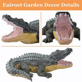 13" Real Crocodile Statue, Outdoor Lawn Crocodile Sculpture,Garden Sculptures & Statues Ornament, Pond Animal Statues, Crocodile Decor Perfect for Home Garden, Patio, Backyard