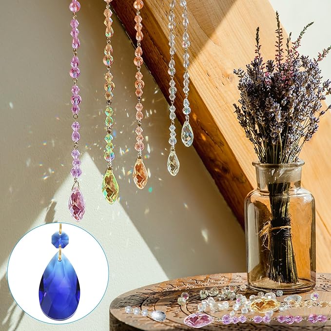 PATIKIL Teardrop Crystal Chandelier Pendants Beads, 6 Pack 120mm Length 38mm Chandelier Prisms Parts Ornaments Hanging Beads for DIY Arts Crafts Decoration, Dark Blue