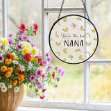 Nana Banana Gifts, Nana Banana Suncatchers Stained Glass Window Hanging, Nana Gifts for Mother's Day, Grandma Gift from Grandkids Sun Catchers Indoor Window, 7.9x7.9in