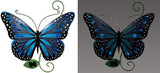 Sunset Vista Designs 94454 Outdoor Metal Sculpture Solar Lights Collection Hanging Yard and Garden Art for Fence or Wall, 17", Butterfly - Blue