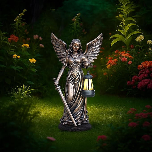 Solar Angel Garden Statue 12” Solar Outdoor Garden Angel Figurines for Outside Yard Art Patio Lawn Ornaments Angels Sculptures Gifts for Mom Grandma Women Collection Decorations