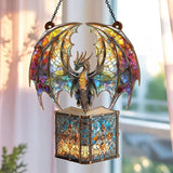 Jesuspirit - Window Hanging Suncatcher – Crystal Clear Acrylic & Wood Sun Catcher for Home Decor, for Women (I Am A Book Dragon, 6 Inches)