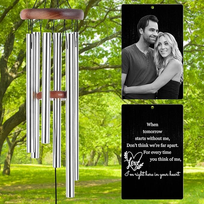 Personalized Wind Chimes Memorial Engraved Gift,Custom Sympathy Wind Chime for Loss of Loved One,Customized Mother Father Dog Pet Family Remembrance Bereavement Gifts