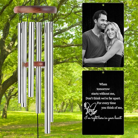 Personalized Wind Chimes Memorial Engraved Gift,Custom Sympathy Wind Chime for Loss of Loved One,Customized Mother Father Dog Pet Family Remembrance Bereavement Gifts