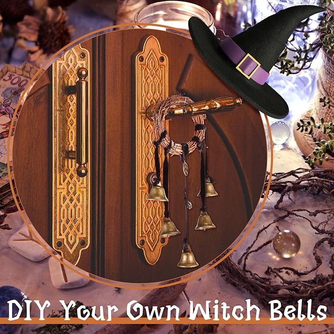 62 Pcs Witch Bells DIY Kit for Door Knob for Protection Witch Bell Witchy Decor Hanging Witchcraft Decorations Witches Wind Chimes Decor