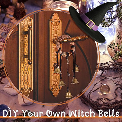 62 Pcs Witch Bells DIY Kit for Door Knob for Protection Witch Bell Witchy Decor Hanging Witchcraft Decorations Witches Wind Chimes Decor
