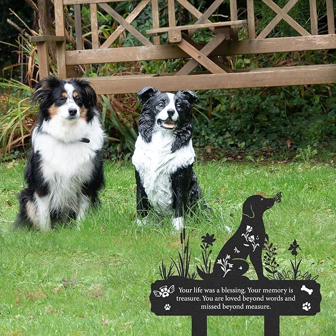 Rngmsi Grave Markers for Cemetery for Dog, Metal Grave Markers Yard Memorial Pet Dog, Garden Stake Decorations for Cemetery for Loss of Pet Outdoors Decor (12 X 14.5 Inches)