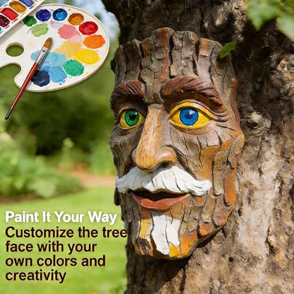 Whimsical Tree Face Outdoor Statues Garden Decoration, Old Man Resin Statue Outdoor Tree Hugger for Yard Art, Trees Decorations Outdoor Wallmounted Statue