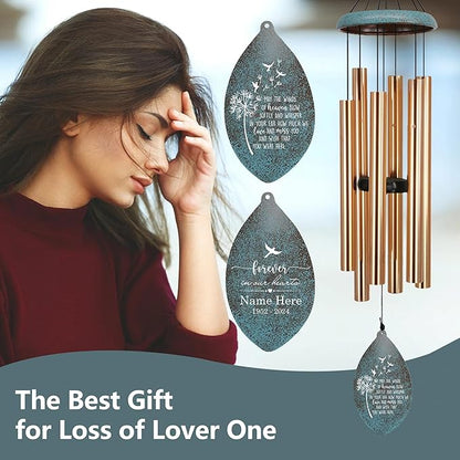 Memorial Wind Chimes for Loss of Loved One, Produced in USA Personalized Deep Tone Wind Chimes Memorial Gifts in Memory of a Loved One, Best Bereavement Gift Idea for Sympathy