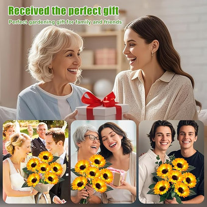ostritec Sunflower Solar Lights Outdoor Decor, 4 Pack Solar Garden Decor 24 Waterproof Solar Sunflower Outdoor Lights for Garden Patio,Flower Bed, Pathway, Gift for Women, Mom, Grandma