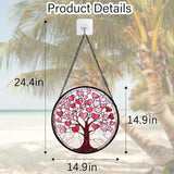 DASTOLL Stained Glass Window Hanging, Pink Love Heart Tree Suncatcher Hangings Beige Sun Catchers Decor for Birthday Holiday for Women, Men, Wife, Aunt, Mom 11.8IN