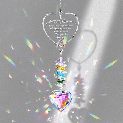 Birthday Gifts for Sister, Crystal Suncatcher Indoor Window Rainbow Maker Hanging Ornament, I Love You Sun Catcher Gifts from Sister, Window Hangings Home Decoration