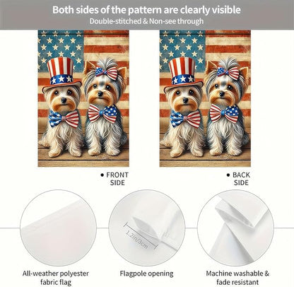 BlissYard Patriotic 4th of July Yorkie Dog Garden Flag American Flag Double Dogs Welcome Small Yard Flag 12x18 Inch Double Sided Patriotic Dog Decor Outdoor Seasonal Decoration Independence Day Memorial Day