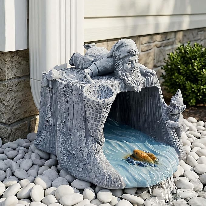 Funny Gnome Statue - Eco-Friendly Resin Outdoor Decor Sculpture, Gutter Diverter Rain, Downspout Extender, Splash Block, Decorative Gutter Extension, Perfect for 3x4 Downspouts