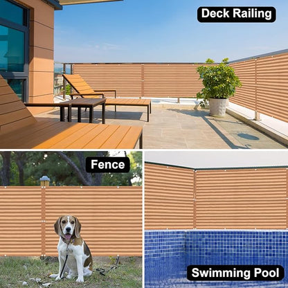 Eden's Decor Balcony Privacy Screen Brown/Khaki 3'x 37' Cover Mesh Windscreen Weather-Resistant UV Protection for Backyard Deck, Patio, Balcony, Pool, Porch, Fence, Railing, Gardening