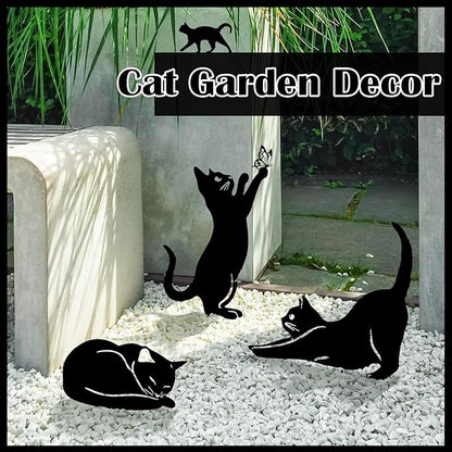 Tandefio 6 Pack Black Cat Garden Stakes Metal Cat Silhouette Decorative Garden Statues for Yard Art Outdoor Decor for Patio Lawn Farmhouse Ornament Cats Lover Gifts Bird Repellent Scaring Pest(Large)