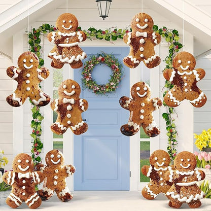 12 Pcs Christmas Inflatable Ornament Decoration 11.8 Inch Christmas Hanging Ornaments Xmas Inflatable Outdoor Decor for Xmas Indoor Outdoor Birthday Party Supplies Decoration (Gingerbread Man)