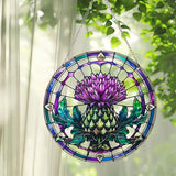 2 Pack Acrylic Thistle Window Hanging, 8in Scottish Symbol Stained - Style Decor, Suncatcher Ornament for Home Wall & Window, Ideal Gift for Celtic Culture Lover