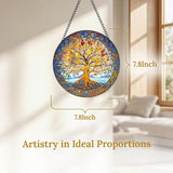 Stained Glass Window Hanging Tree of Life Suncatcher 8 Inch, Indoor Outdoor Wall Art Home Decor, Sun Catchers, Birthday for Women Men