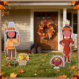Thanksgiving Yard Signs with Stakes, Includes Pilgrim, Native American, Turkey,Cornucopia Fall Outdoor Decorations for Home Outdoor Yard Patio Lawn Decor, Garden Decorations