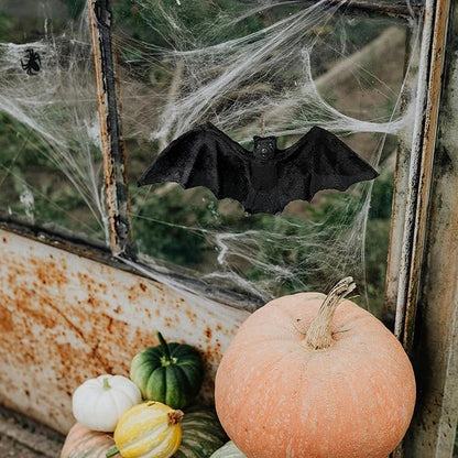 2pcs Black Hanging Bats Halloween Decorations–Scary/Spooky Halloween Decor for Indoor Outdoor Haunted House, Party, Yard, Home, Porch, Garden, and Office