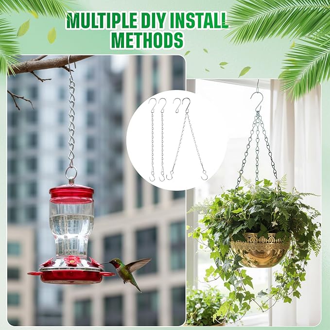 2 Pack Hanging Chain for Bird Feeders, Planters, Lanterns and Ornaments (19.7 Inch, Silver)