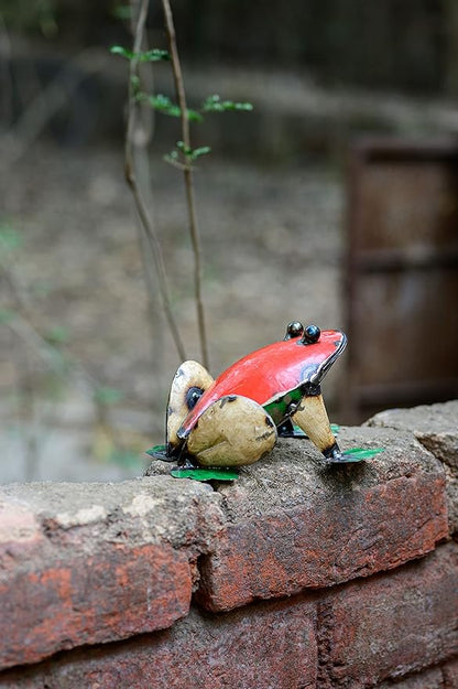 De Kulture Handcrafted Recycled Iron Small Frog Decorative Collectible Figurine showpiece Beautify Home Office Holiday décor| Ideal for Garden Balcony Terrace Decoration, 6.3x4.8x3.9 (LWH) inches