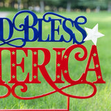 Glitzhome 4th of July Decorations Outdoor, 23.25"H Patriotic GOD BLESS AMERICA Decorative Garden Stakes, Metal Americana Patriotic Day Yard Sign, Memorial Day Yard Signs for Lawn Porch Decor