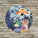 Retro Metal Sign 12"x12",Happy Halloween Scary Night Grave Witch Bats Trick Or Treat Dog Aluminum Tin Metal Sign for Home Living Room Bedroom Garden Farm Patio Decor Wall Art Poster
