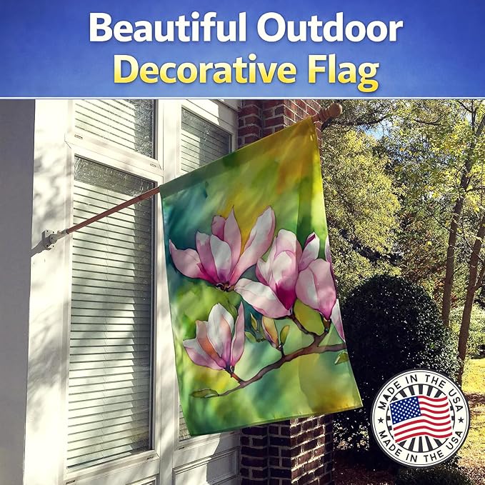 Caroline's Treasures Mississippi Magnolia in Watercolor House Flag Large Porch Sleeve Pole Decorative Outside Yard Banner Artwork Wall Hanging, Polyester, House Size, Multicolor