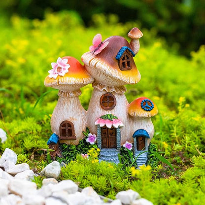 Candieslife Solar Garden Statue Lights Mushroom Mothers Day Decorations Fairy House Figurine Lights, Outdoor Memorial Garden Ornaments Waterproof Decoration for Outside Patio Yard Lawn Decor