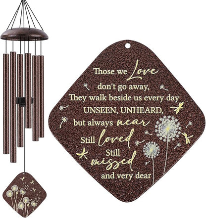 Memorial Sympathy Wind Chimes for Outside Clearance, Dragonfly Wind Chimes for Loss of Loved One Mother Father for Bereavement/Condolence/Funerary Gift Idea,32inch Bronze