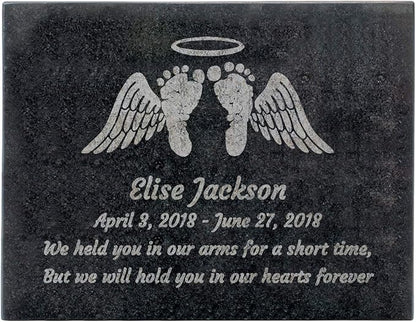 PlaqueMaker Black Granite Memorial Headstone Or Garden Memorial for Lost Infant or Child - Include You Personalized Text. Can be Used as a Sympathy Gift, Garden Stone or Grave Maker (8.5 x 11 x 0.4)