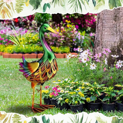Moxweyeni Mallard Duck Garden Statues, 14.5 Inch Outdoor Duck Metal Yard Decorations, Vivid Mallard Decoys Animal Statues for Indoor Outdoor Garden Pond Backyard Lawn Decoration