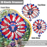 Sunflower American Flag Cow Patriotic Wind Spinners Outdoor for Yard and Garden,12 Inch 3D Stainless Steel Metal Hanging Kinetic Wind Sculpture, Independence Day Decor Indoor Art