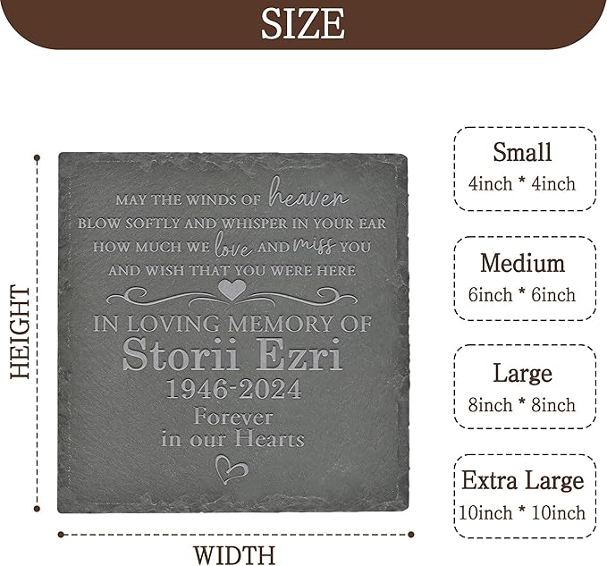 Personalized Memorial Stone Memorial Garden Stone - Sympathy Gifts for Loss of Dad, Mom or Loved One - Bereavement, Remembrance and Condolence Gift - Wish That You were Here Square