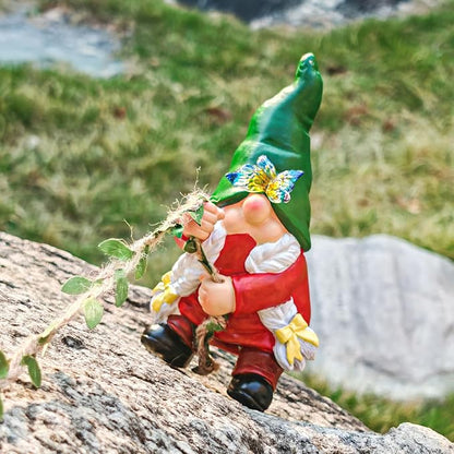 Hanging Gnome Garden Statue Climbing Garden Gnomes Lady with Butterfly Decorations Tree Hugger for Outdoor Home Lawn Patio Yard Christmas Birthday Gifts for Mom Women