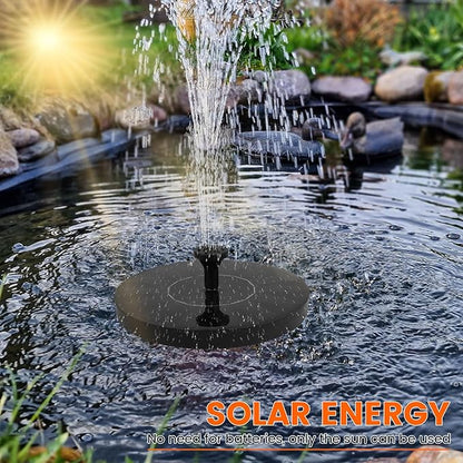Solar Bird Bath Fountain Pump, Solar Water Fountain with 7 Nozzles & 3 Fixed Rods, Energy Efficient 7V/1.4W Solar Water Pump, Suitable for Bird Bath, Garden, Courtyard, Fish Tank, Outdoor
