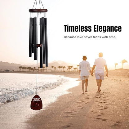 Memorial Wind Chimes for Loss of Loved One, Windchimes in Memory of a Loved One, Sympathy Gift Baskets, Bereavement Condolence Gifts, Memorial Gifts for Loss of Mom, 32" Sympathy Cardinal, Black