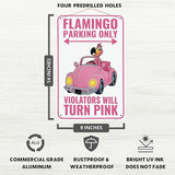 Venicor Flamingo Parking Only Sign - 9 x 14 Inches - Aluminum - Pink Flamingo Gifts for Women - Flamingo Decor Metal Wall Art - Outdoor Flamingos Yard Decorations Lawn Party Supplies Merch Stuff