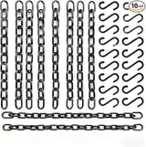 Black Hanging Plant Chains Kit, 10-Inch Adjustable Plant Hangers with Hooks and Clip for Hanging Baskets, Bird Feeders, Wind Chimes, Planters and Porch Signs 10Pack