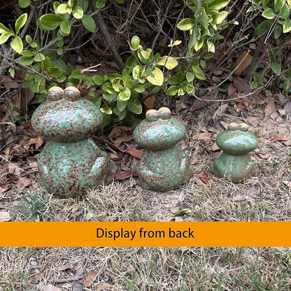 Lee's Clover Glazed Ceramic Frog Garden Decor Set of 3 – Cute Frog Lawn Ornaments & Outdoor Figurines for Yard | Garden Decorations for Patio, Pond, Porch