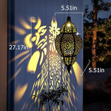 Hanging Solar Lantern Outdoor Decor, Moroccan Solar Lights for Outside Garden Decorations, Waterproof Solar Lanterns Garden Gifts for Mom, Women, Patio, Yard Ornament (Black)
