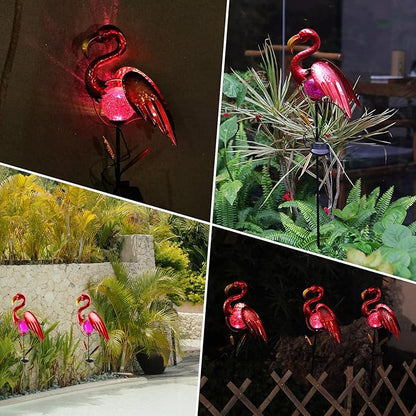 Starryfill Flamingo Solar Stake, 42inches Height Metal Flamingo Garden Decoration with LED Warm White Light for Gift Yard Pathway Patio Outdoor Lover