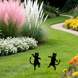 GLOBLELAND 2 Pcs Dancing Cat Garden Stakes for Yard Decor Black Cat Silhouette Metal Stakes Funny Animals Statues Lawn Yard Signs for Cat Lovers Outdoor Party Patio Landscape Decor