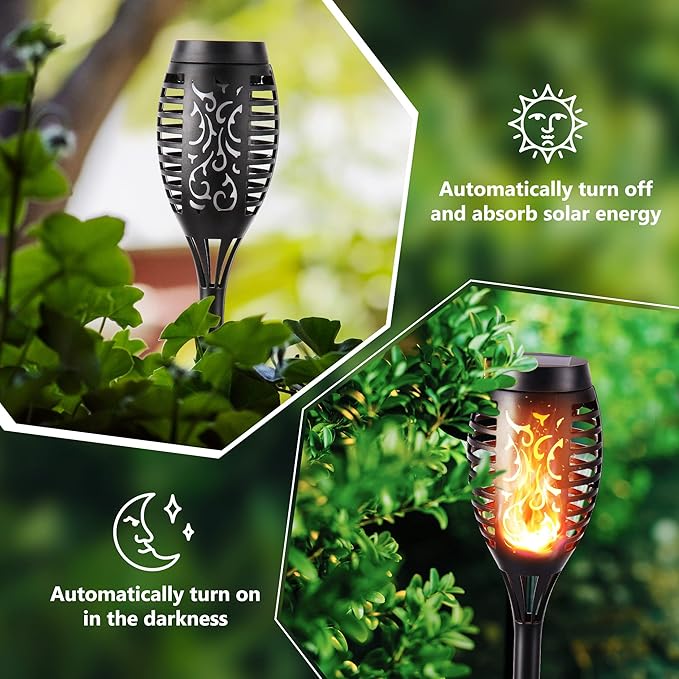 Toodour Solar Torch Flame Lights, 12 Pack Solar Lights Outdoor with Flickering Flame, Waterproof Patio Light Landscape Decoration Lighting for Garden, Lawn, Yard, Outdoor Decorations