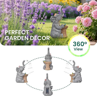 Solar Elephant Statue Garden Decor Outdoor, Garden Decoration with Led Lights, Mother' s Day Gifts for Mom, Birthday Gifts for Women, Garden Statue for Housewarming, Lawn, Yard, Patio