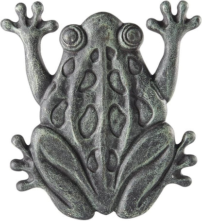 Upper Deck Cast Iron Frog Stepping Stone - Animal Garden and Yard Decor with Verdigris Finish